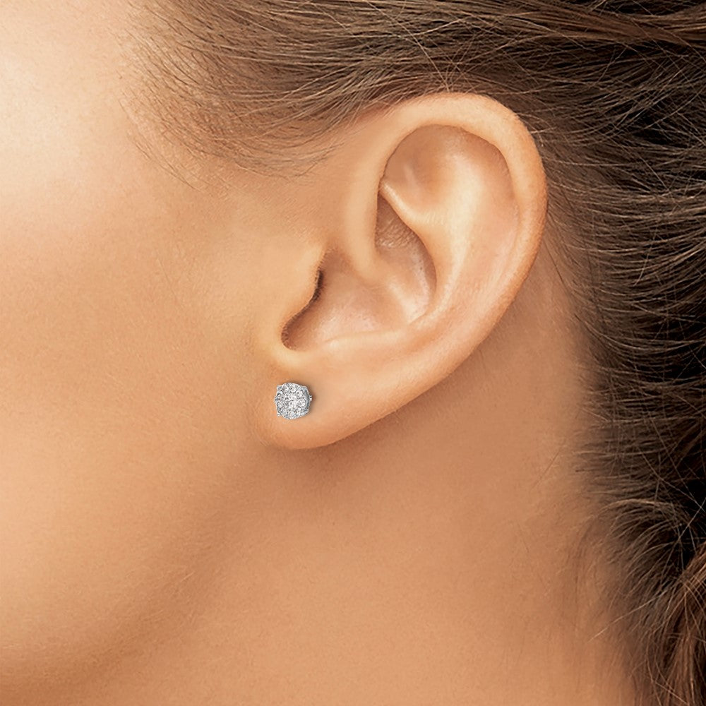 Buy Exclusive 14K White Gold Diamond Cluster Stud Earrings - Stylish Value!