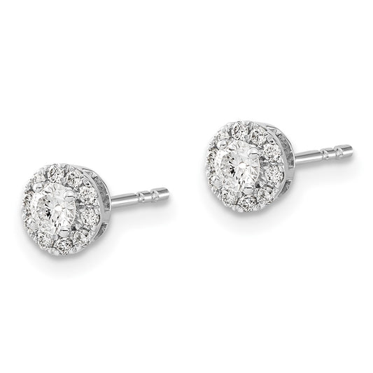 High-Quality 14K White Gold Diamond Cluster Stud Earrings - Stylish Value!