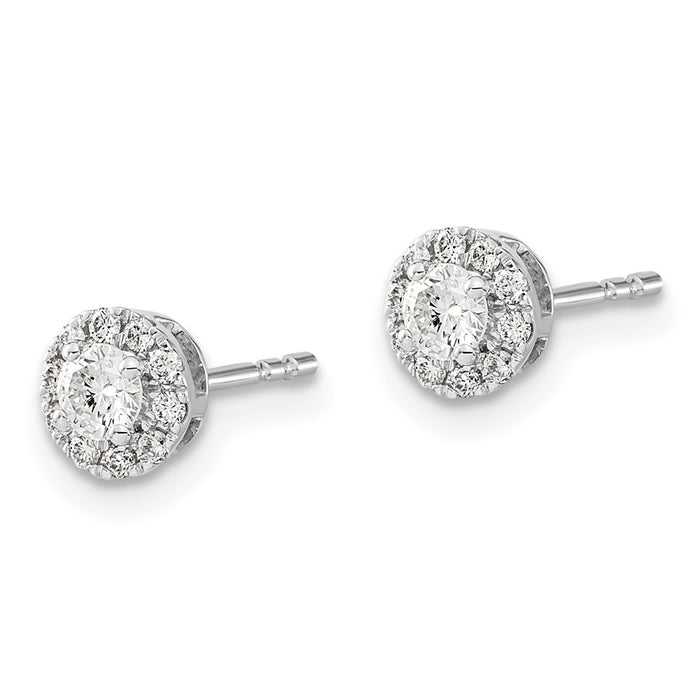 High-Quality 14K White Gold Diamond Cluster Stud Earrings - Stylish Value!-2