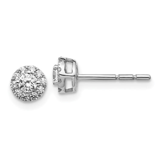 High-Quality 14K White Gold Diamond Cluster Stud Earrings - Stylish Value!