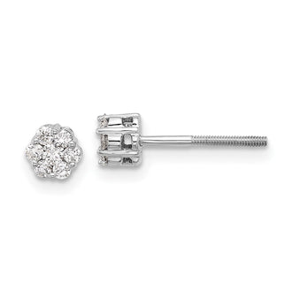 Exclusive 14K White Gold Diamond Cluster Screwback Earrings - Stylish Value