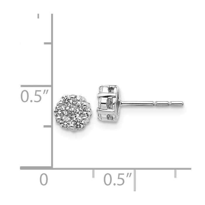 High-Quality 14K White Gold Diamond Cluster Stud Earrings - Stylish Luxury Value-4