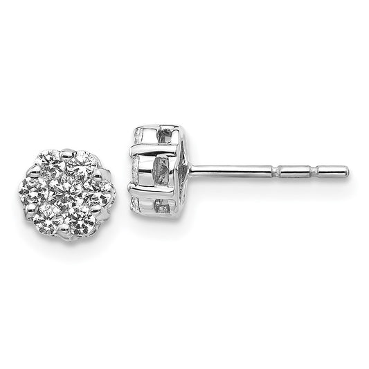 High-Quality 14K White Gold Diamond Cluster Stud Earrings - Stylish Luxury Value