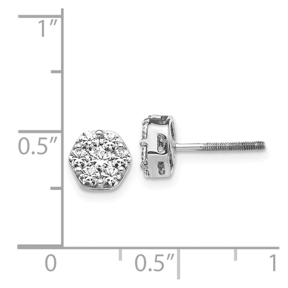 Buy Stylish 14K White Gold Diamond Cluster Screwback Earrings - 0.85mm