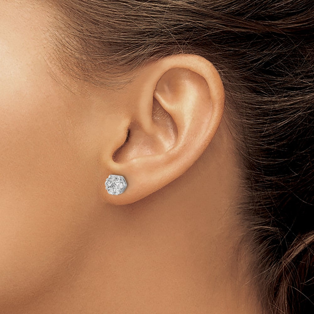 Shop Stylish 14K White Gold Diamond Cluster Earrings - Exclusive Design