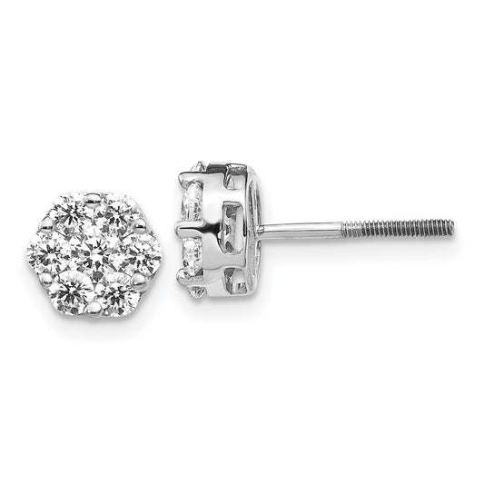 Shop Exclusive 14K White Gold 1.10 Carat Lab-Grown Diamond Cluster Earrings