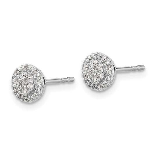 Exclusive 14K White Gold Diamond Cluster Stud Earrings - Affordable Luxury