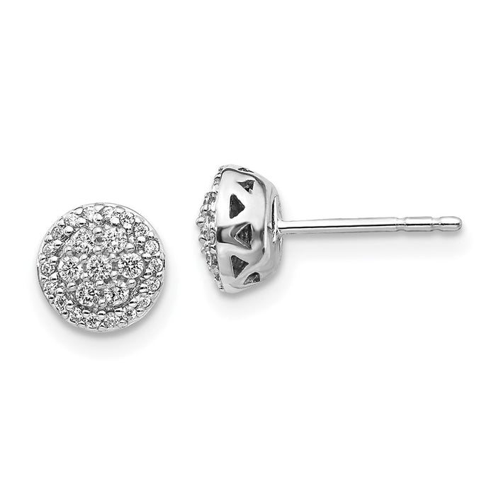 Exclusive 14K White Gold Diamond Cluster Stud Earrings - Affordable Luxury-1