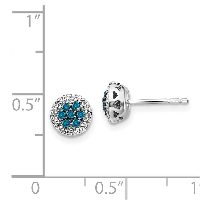 Buy Stylish 14K White Gold Blue & White Diamond Cluster Stud Earrings-4