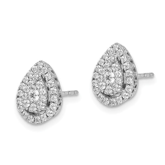 Exclusive 14K White Gold Diamond Teardrop Cluster Stud Earrings - Luxury Style