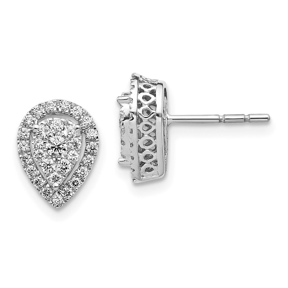 Exclusive 14K White Gold Diamond Teardrop Cluster Stud Earrings - Luxury Style