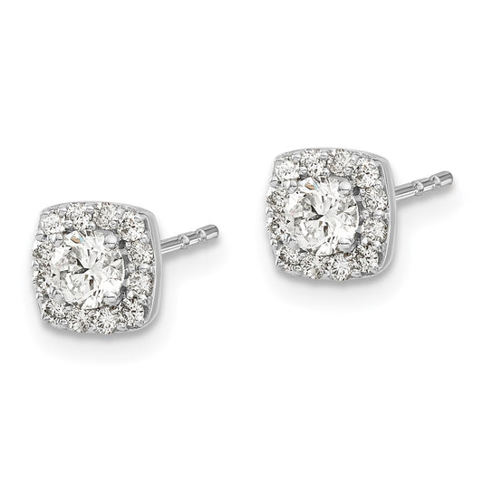 Exclusive 14K White Gold Diamond Cluster Square Earrings - Stylish & Affordable