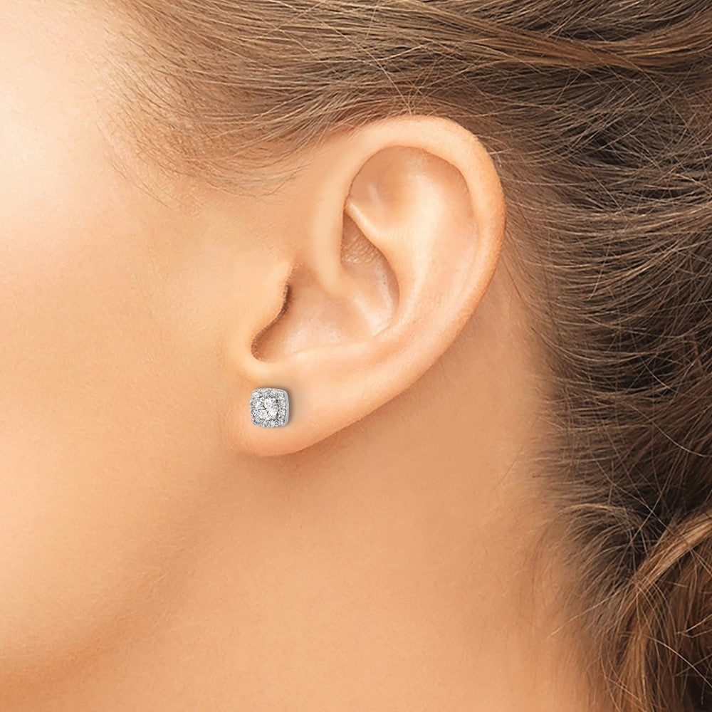 Exclusive 14K White Gold Diamond Cluster Square Earrings - Stylish & Affordable