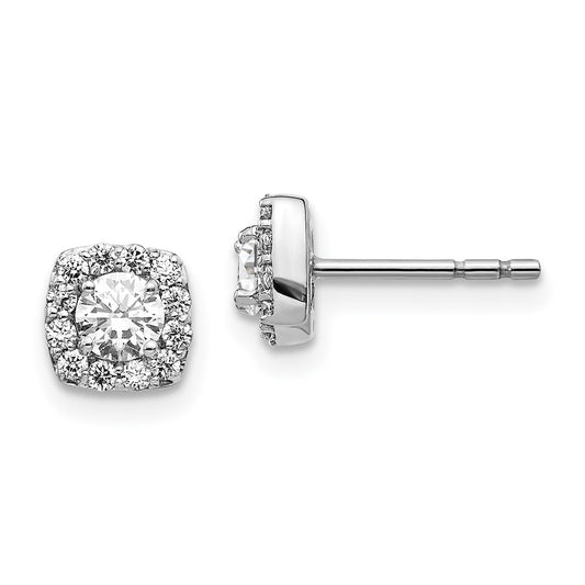 Exclusive 14K White Gold Diamond Cluster Square Earrings - Stylish & Affordable