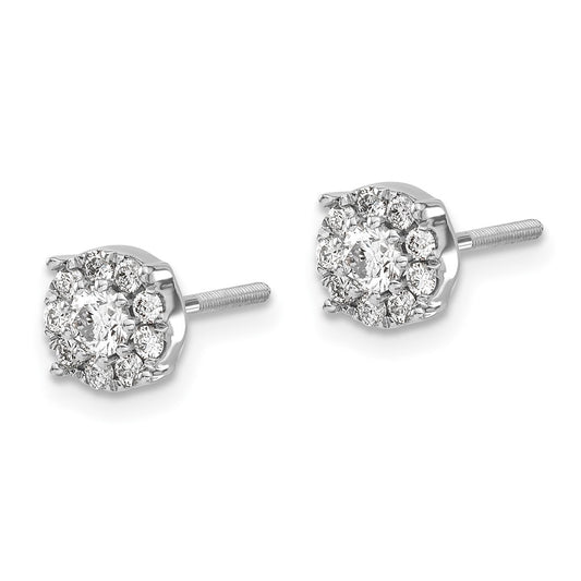 High-Quality 14K White Gold Diamond Cluster Earrings | Stylish & Affordable