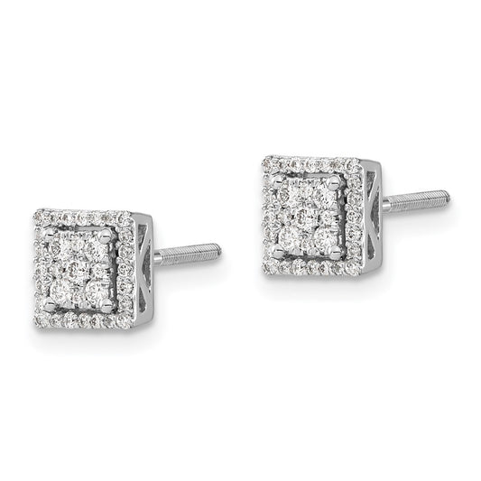 Buy Exclusive 14K White Gold Diamond Earrings - Stylish Square, 0.85mm