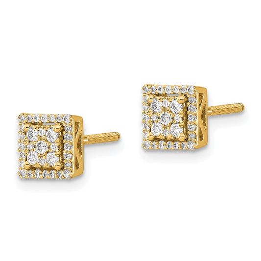 Shop 14K Gold Diamond Square Screw-Back Earrings | Stylish Luxury Jewelry