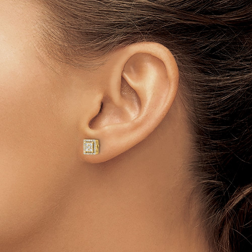 Shop 14K Gold Diamond Square Screw-Back Earrings | Stylish Luxury Jewelry