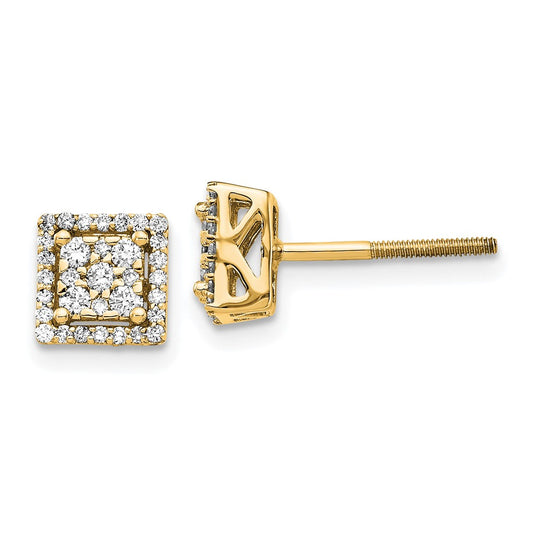 Shop 14K Gold Diamond Square Screw-Back Earrings | Stylish Luxury Jewelry