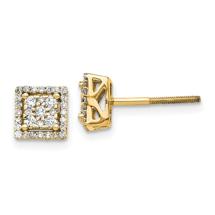 Shop 14K Gold Diamond Square Screw-Back Earrings | Stylish Luxury Jewelry-1