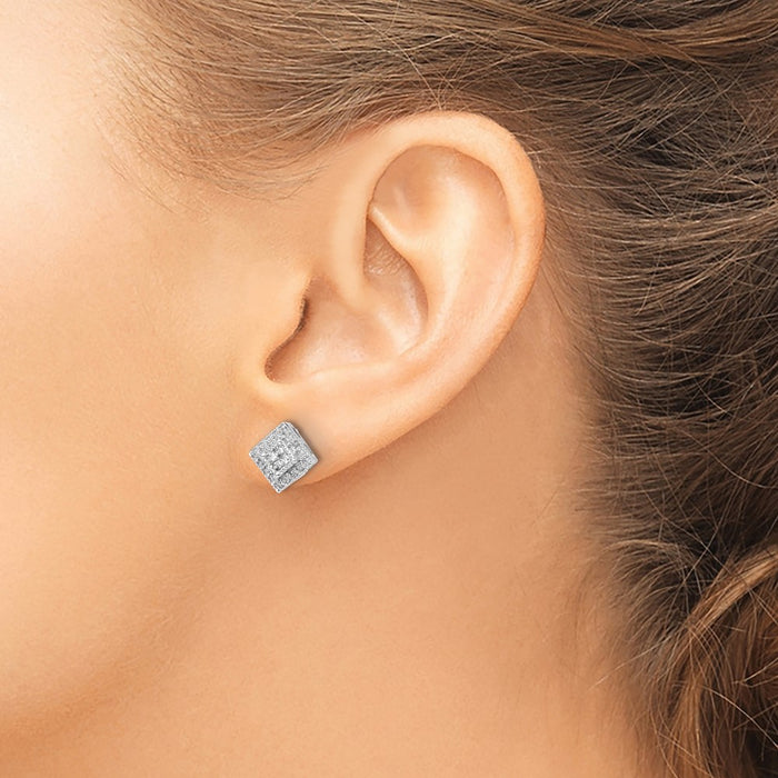Exclusive 14K White Gold Lab-Grown Diamond Post Earrings - Stylish & Affordable-3
