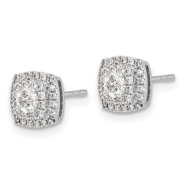 14K White Gold Diamond Halo Stud Earrings