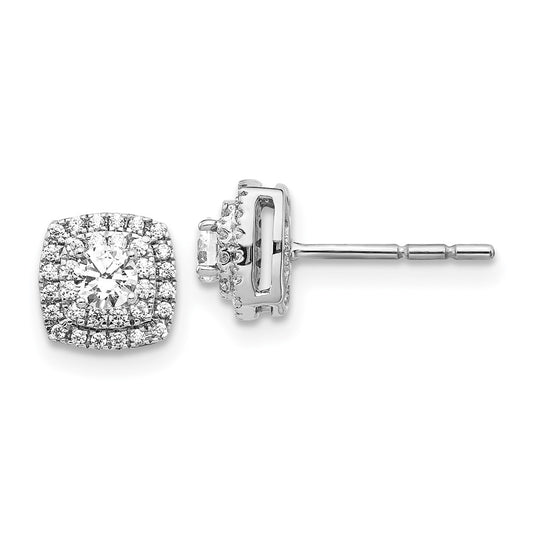 Shop Stylish 14K White Gold Diamond Halo Stud Earrings - Luxury Value Offer