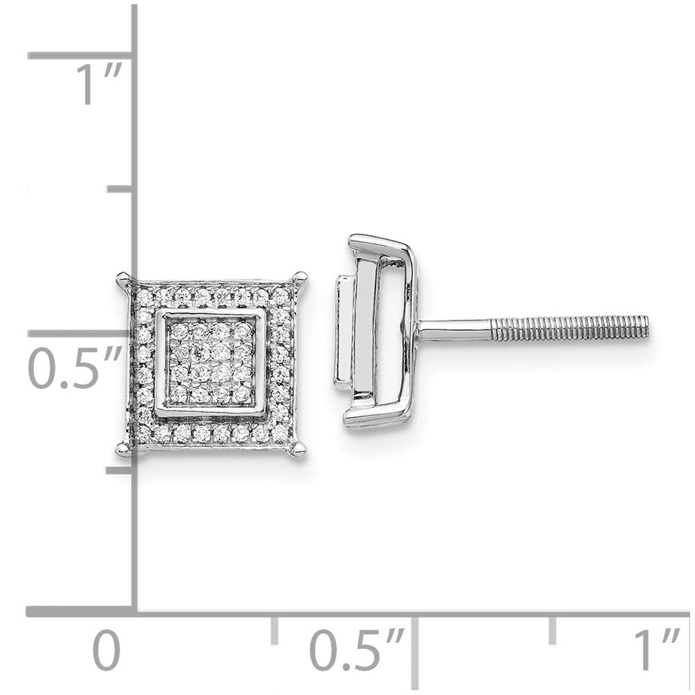 Buy Stylish 10K White Gold Diamond Double Square Bezel Set Earrings - Luxury Design