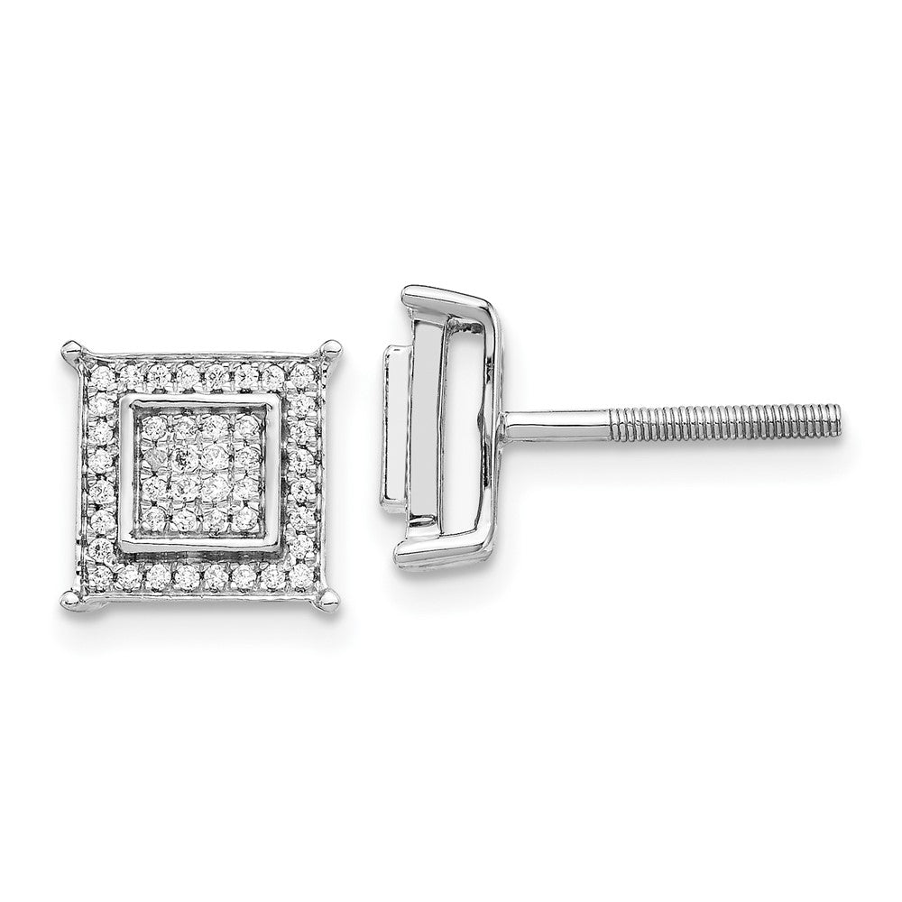 Buy Stylish 10K White Gold Diamond Double Square Bezel Set Earrings - Luxury Design