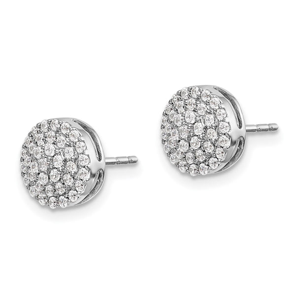 High-Quality 14K White Gold Round Diamond Cluster Stud Earrings - Stylish Value