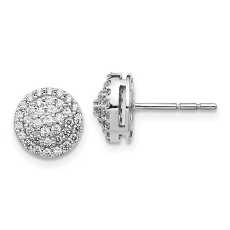 High-Quality 14K White Gold Round Diamond Cluster Stud Earrings - Stylish Value