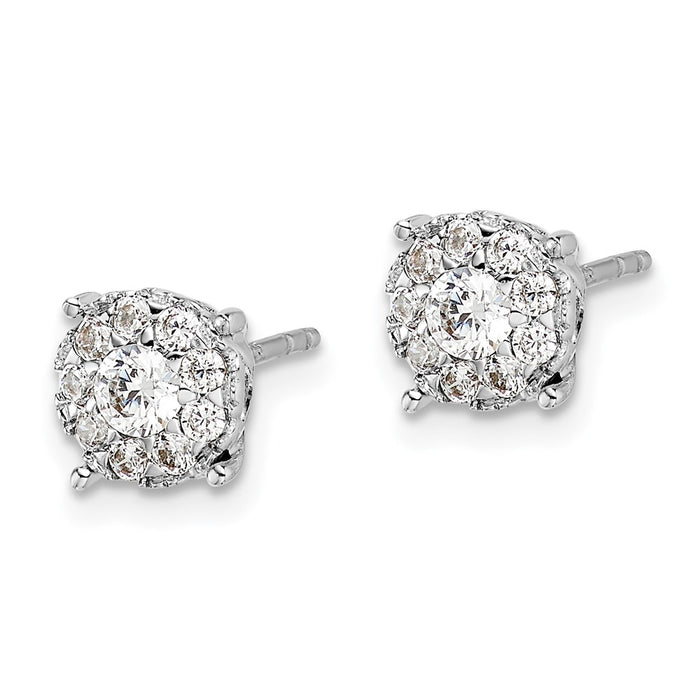 Buy Exclusive 14K White Gold 1 Carat Lab-Grown Diamond Halo Earrings-2
