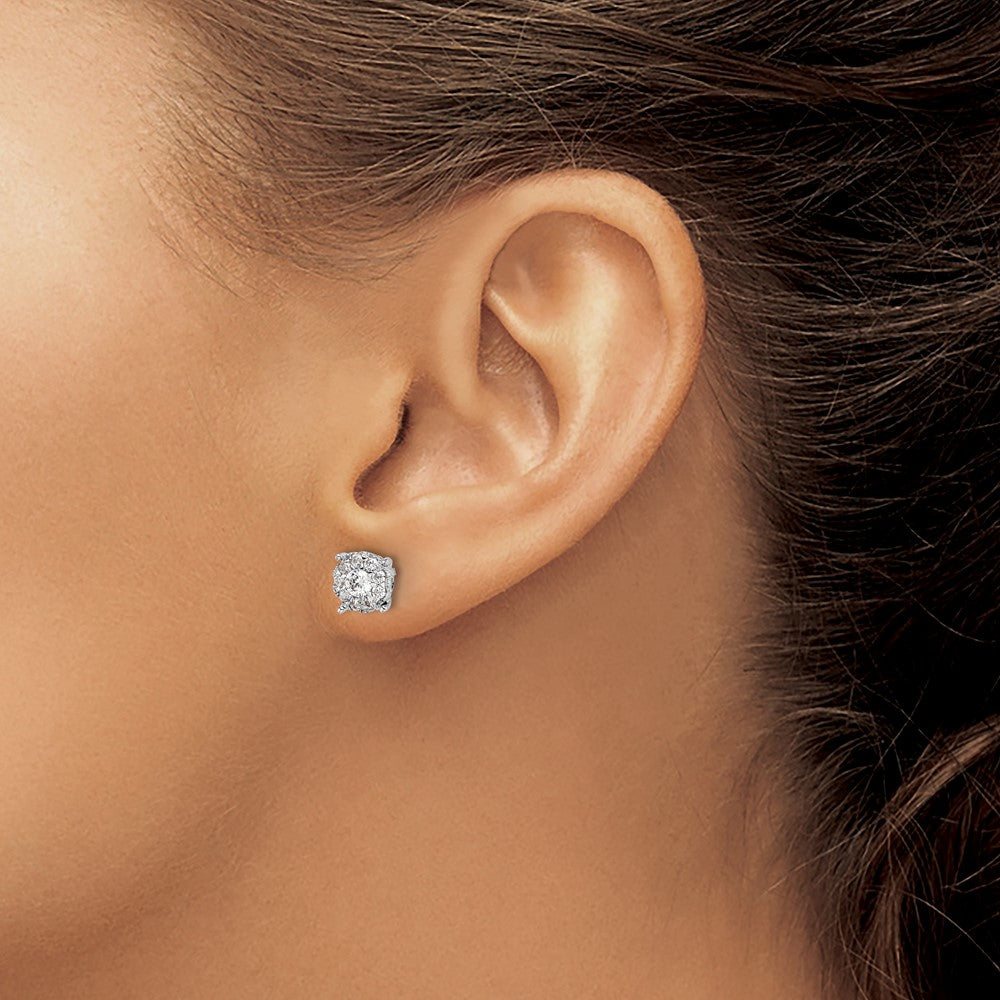 Buy Exclusive 14K White Gold 1 Carat Lab-Grown Diamond Halo Earrings