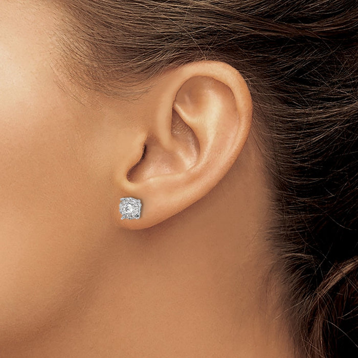 Buy Exclusive 14K White Gold 1 Carat Lab-Grown Diamond Halo Earrings-3