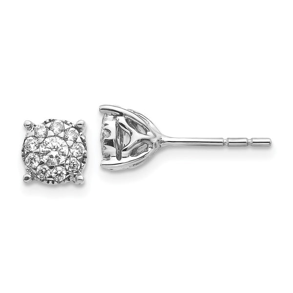 Shop Exclusive 14K White Gold Diamond Cluster Stud Earrings - Stylish Value