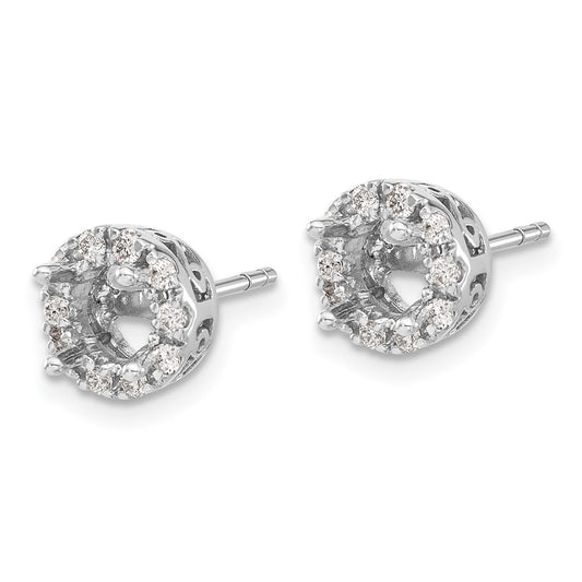 Buy Exclusive 14K White Gold Diamond Semi-Mount Stud Earrings - Stylish Value