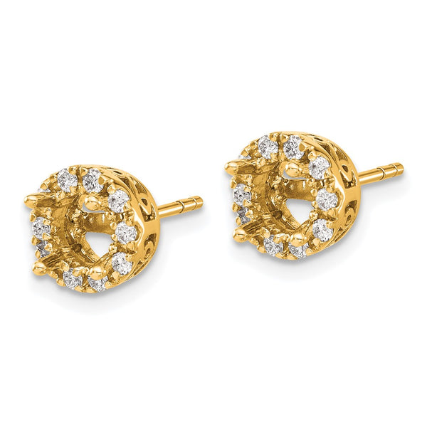 14K Gold Diamond Semi-Mount Stud Earrings - Style GR1-1003103