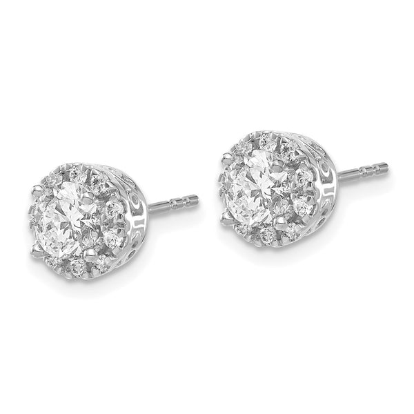 14K White Gold 1 Carat Lab-Grown Diamond Halo Earrings - Style GR1-1016949