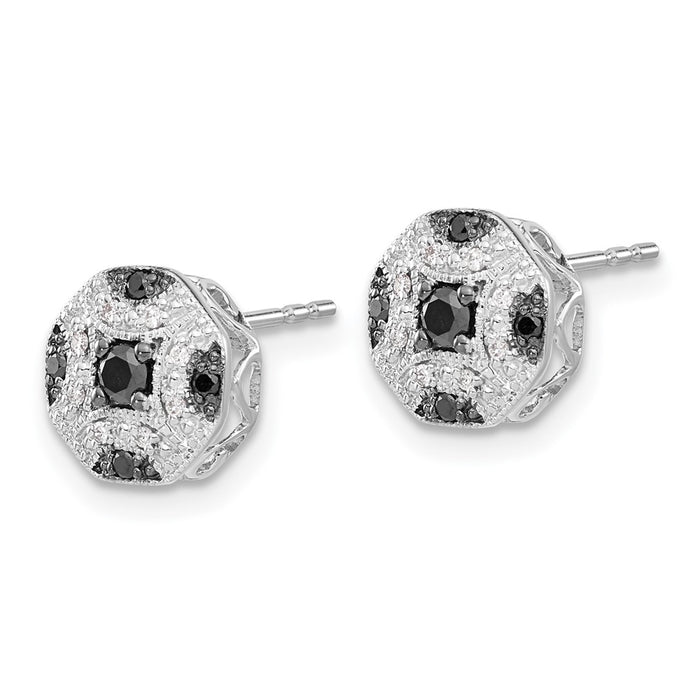 Shop Stylish 14K White Gold Diamond Stud Earrings - Elegant Black & White Design-2