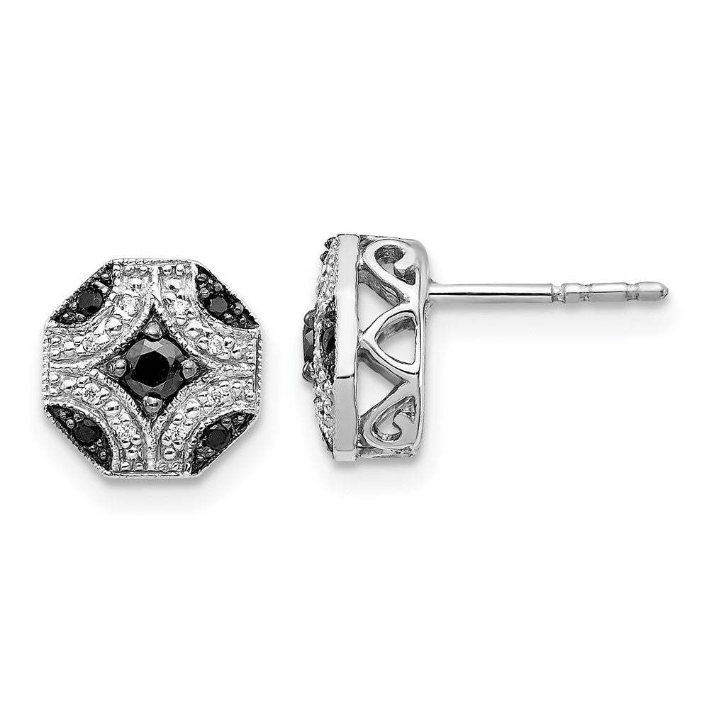 Shop Stylish 14K White Gold Diamond Stud Earrings - Elegant Black & White Design
