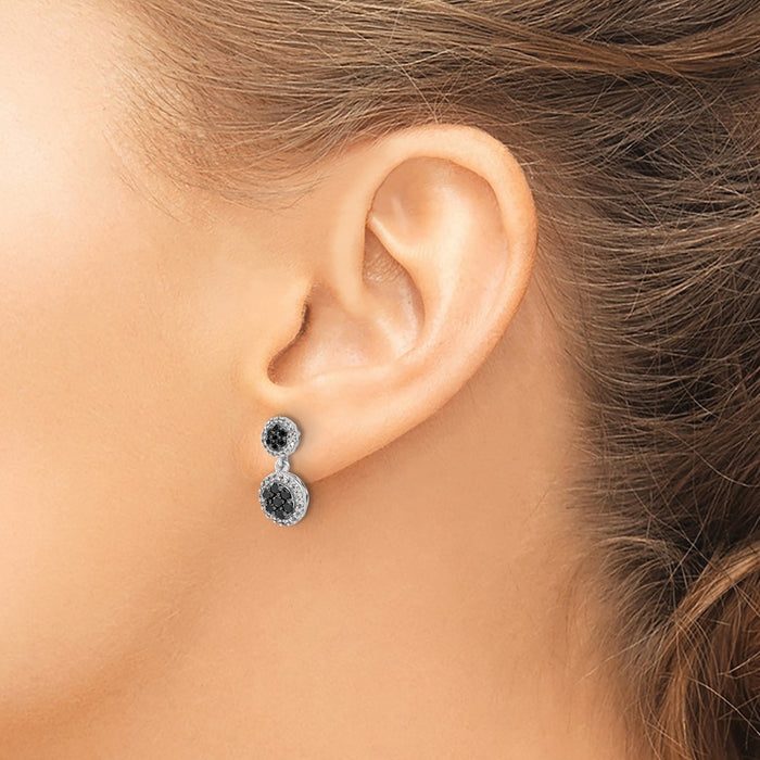 Shop Exclusive 14K White Gold Black & White Diamond Cluster Earrings - Stylish Design-3