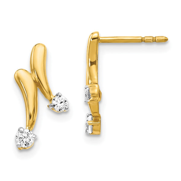 14K Yellow Gold Diamond Stud Earrings, 0.85 Carat