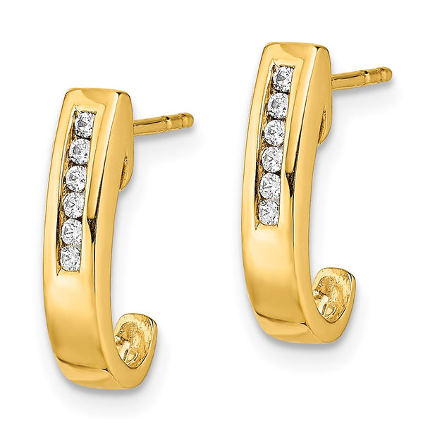 14K Gold Diamond J-Hoop Earrings - Style GR1-1003113