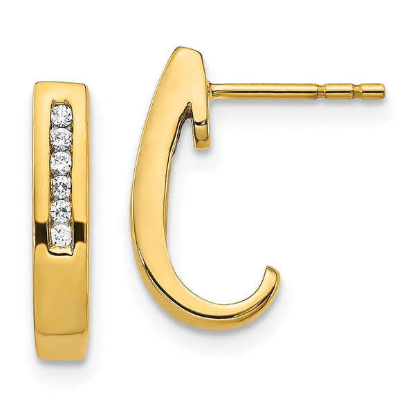 14K Gold Diamond J-Hoop Earrings - Style GR1-1003113