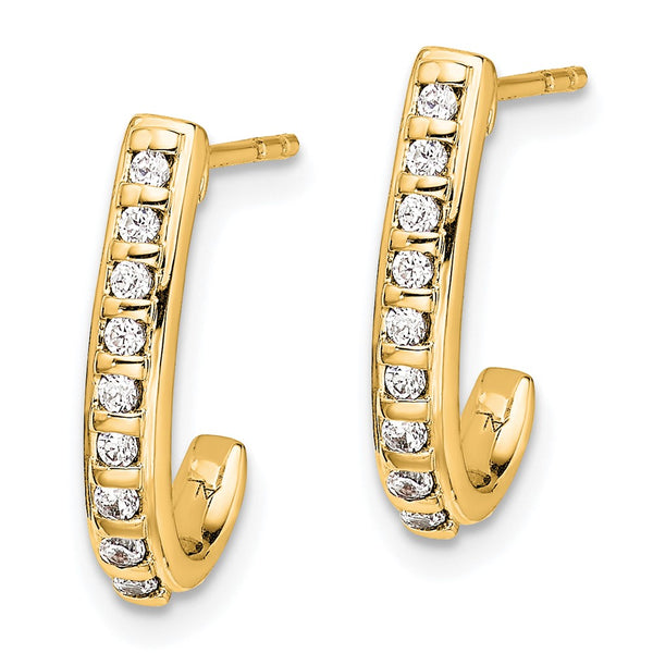 14K Gold Diamond J-Hoop Earrings - Style GR1-1016980
