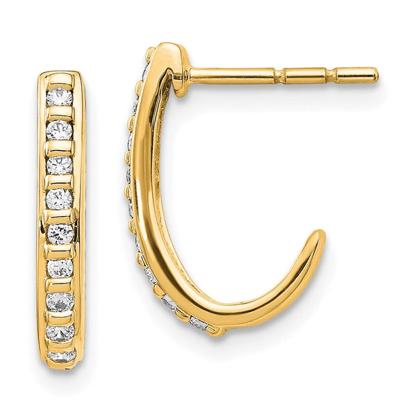14K Gold Diamond J-Hoop Earrings - Style GR1-1016980