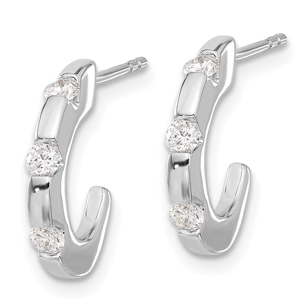 14K White Gold Diamond J-Hoop Earrings - Style GR1-1016983