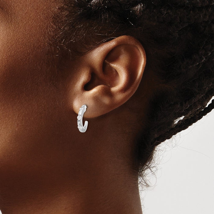Buy Stylish 14K White Gold Diamond J-Hoop Earrings - Exclusive Design, Affordable Luxury-3