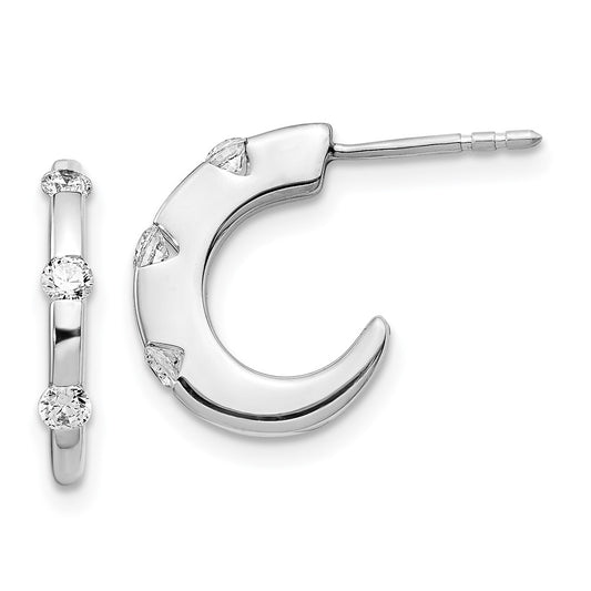 Buy Stylish 14K White Gold Diamond J-Hoop Earrings - Exclusive Design, Affordable Luxury