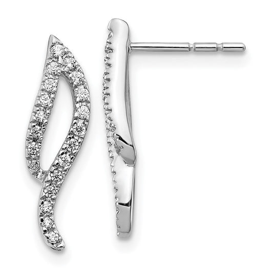 High-Quality 14K White Gold Diamond Wave Stud Earrings | Stylish Value Jewelry